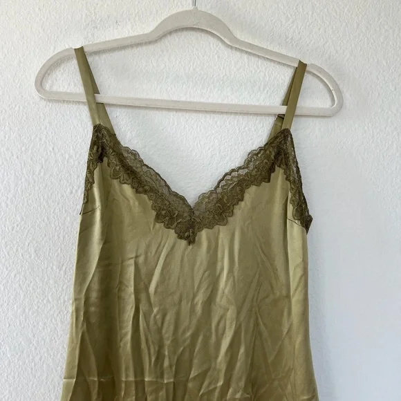 NWT REFORMATION KARISSA SILK DRESS - OLIVE OIL GREEN